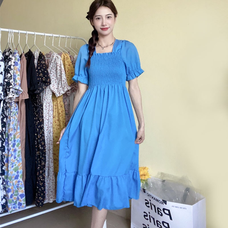 A-line Dress wanita lengan pendek panas floral boho midi gaun