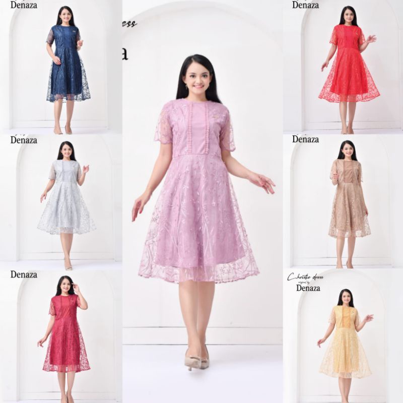 CHRISTIE DRESS // BAHAN TILLE BORDIR PREMIUM // By Denaza