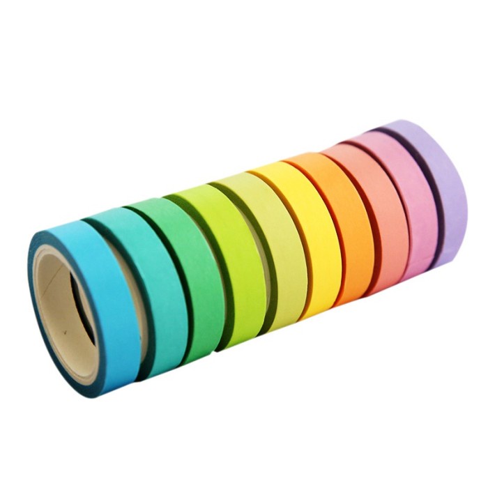 

Gosyu 10 Pcsbox Rainbow Solid Color Masking W45Hi Sticky Pa