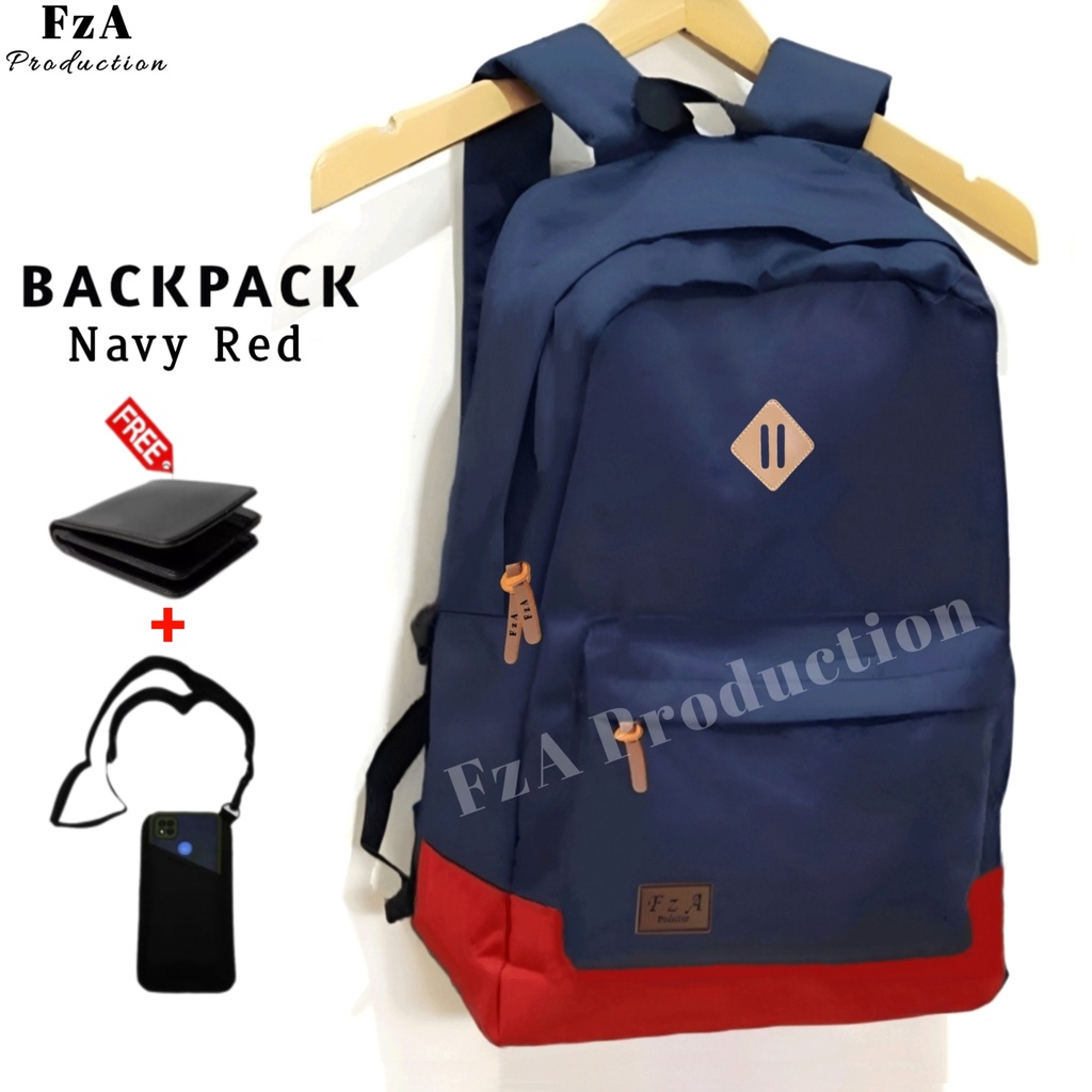 Tas Ransel Punggung Distro Casual Pria Wanita / Tas Ransel Laptop Original - FzA GRATIS Dompet Sakko HP