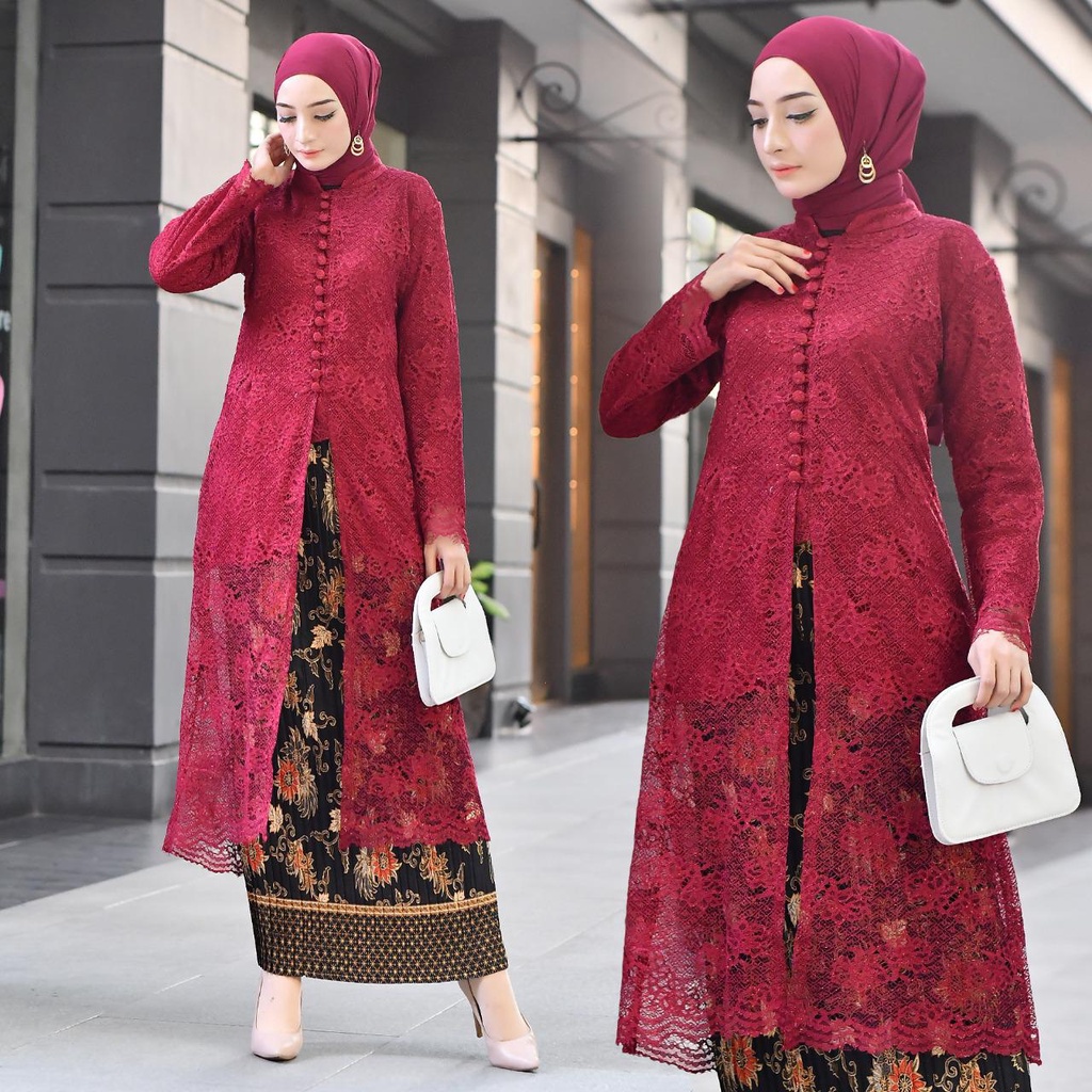 Setelan kebaya tunik kancing busui friendly | Kebaya modern | Baju outfit pesta kekinian lamaran wisuda pernikahan Size M L XL XXL