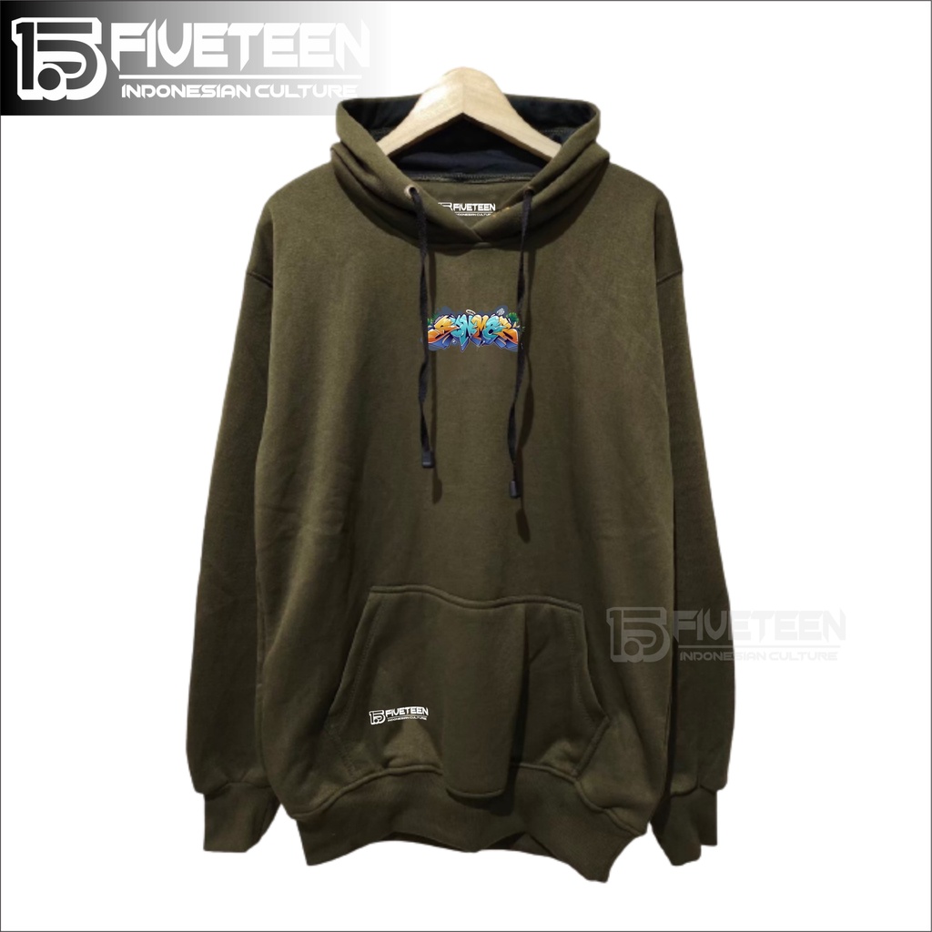 Hoodie Pria Distro original Kachios Warna Hijau army Summer Suwiter Distro Pria Bandung Asli Original Hoodie Kachios Full 15fivteen15