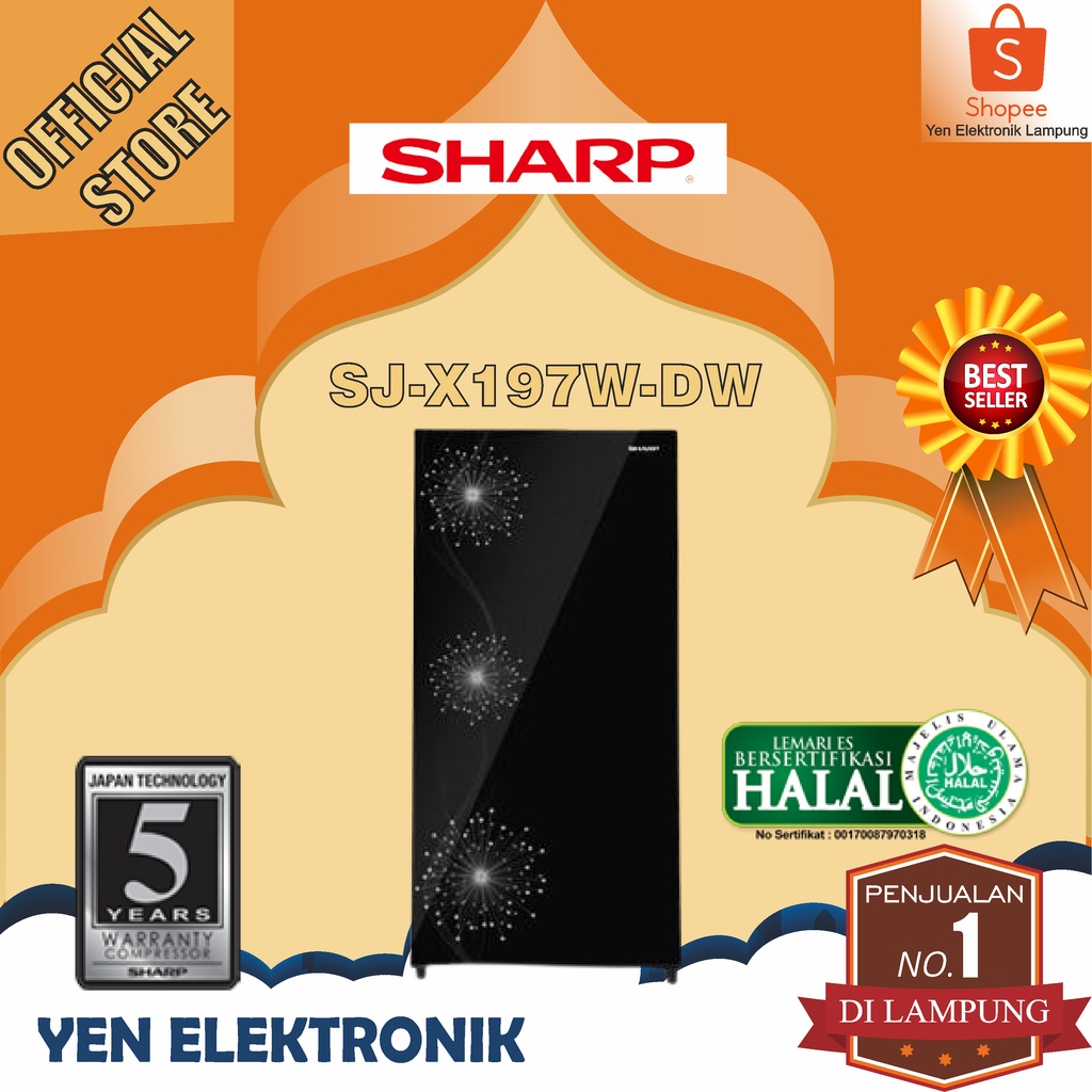 Kulkas SHARP SJX 197 WDW Kulkas 1 Pintu Double Freezer Garansi Resmi SHARP 5 Tahun