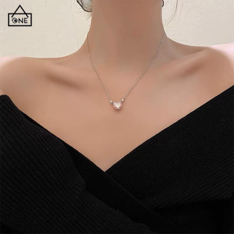 COD❤️kalung cinta mewah yang manis dan ringan  kalung liontin zirkon  desain niche wanita-A.one