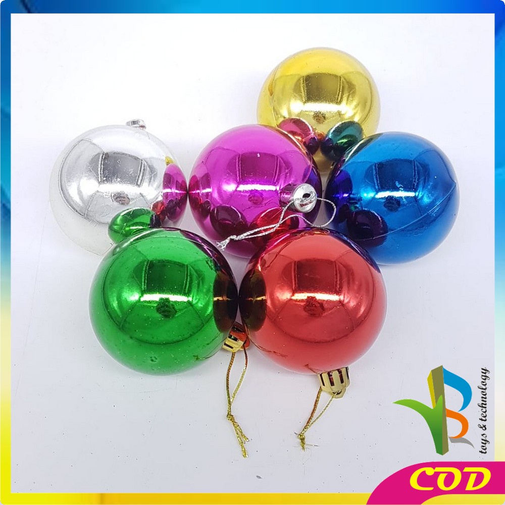 RB-C38 Gantungan Bola Kilap 6PCS / 12PCS Aksesoris Hiasan Pohon Natal Ornamen Dekorasi Rumah MURAH