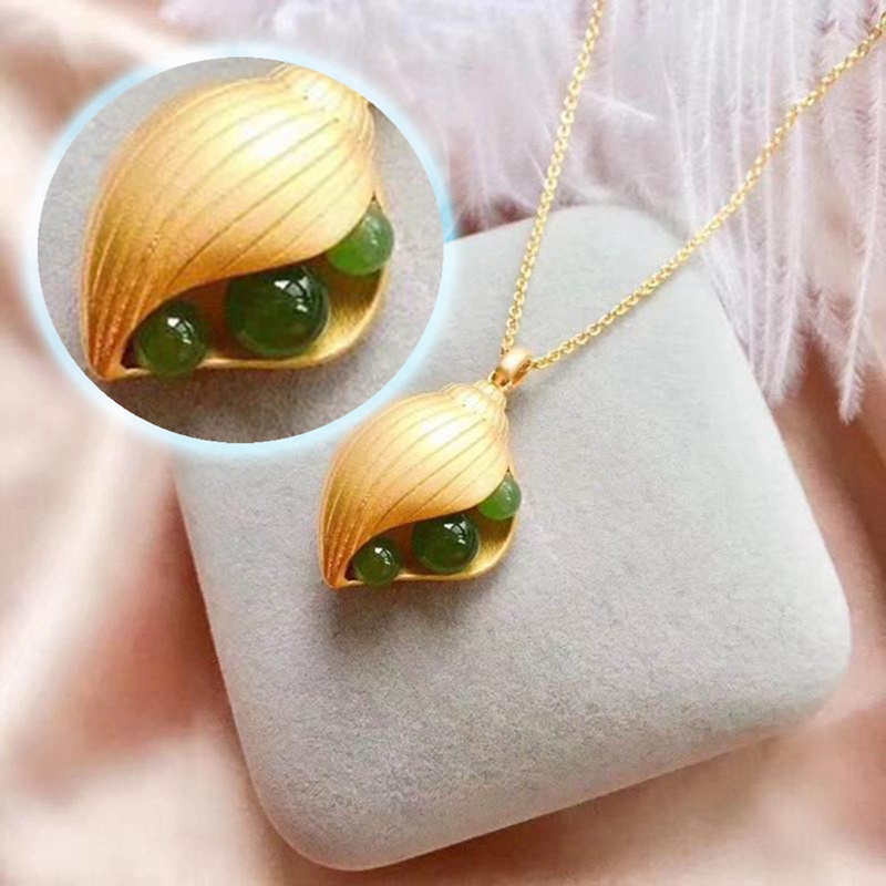 Fancyqube Kalung Liontin Keong Jasper Pantai Warna Emas Gaya Boho Untuk Wanita