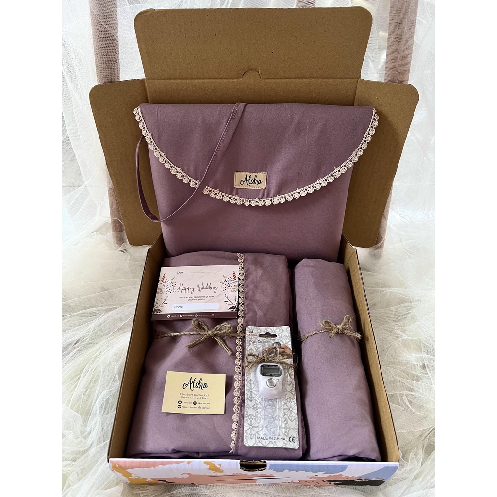 Hampers Mukena Dewasa Kado Mukenah French Khimar 3 in 1 Gift Box Solat