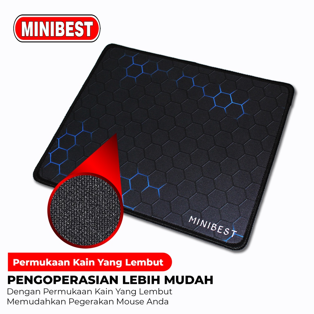 MINIBEST Mousepad Anti Slip Gaming Desain 3D Hitam Rubber Original