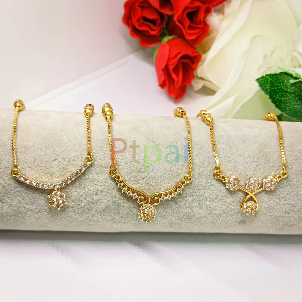 Kalung Liontin Berlian Titanium Wanita Anti Karat Fashion Korea Permata Zircon Aksesoris lapis emas 24k gold