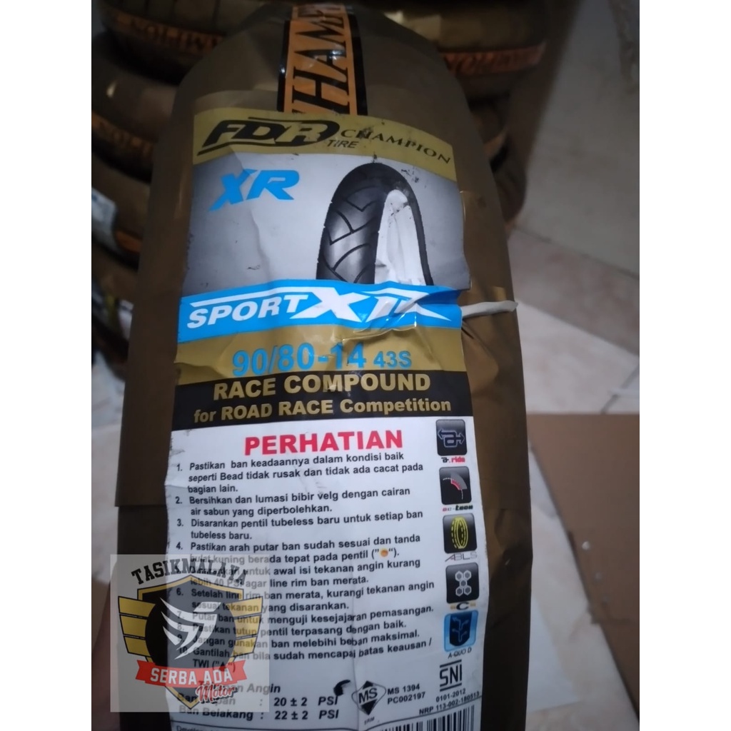 BAN LUAR FDR MP 27 MP 76 SPORT XR RACING SOFT COMPOUND TUBELESS UKURAN 90/80-14