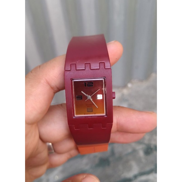 jam tangan swatch kotak colorful2 second bekas original