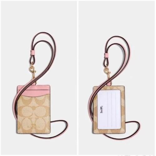 

COACH Id Lanyard In pink Colorblock Signature Canvas 100% AUTHENTIC!