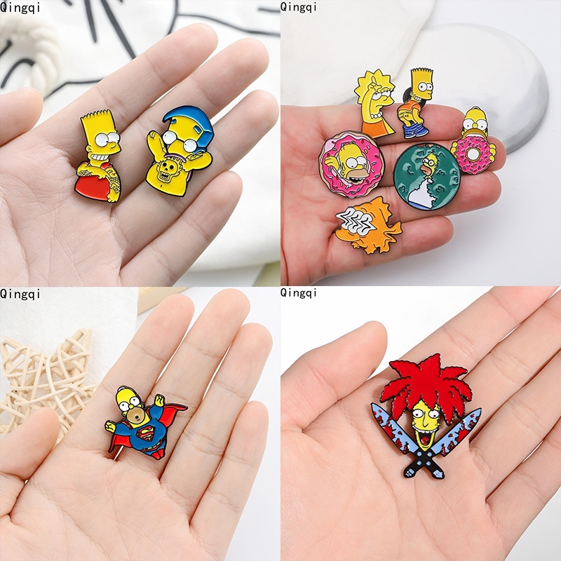 The Simpson Keluarga Enamel Pin Lucu Simpson Bros Lencana Kerah Pin Kartun Perhiasan Lencana Hadiah Untuk Teman