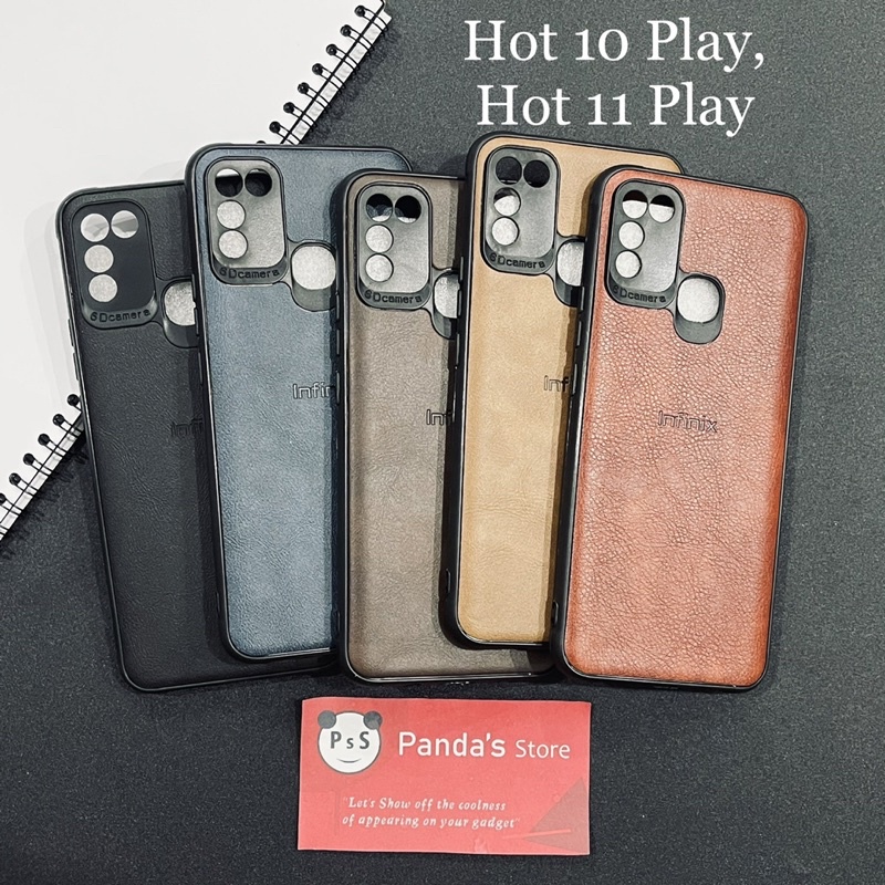 Leather Case Infinix Hot 10 Play / Hot 11 Play Softcase Kulit Elegan Casing Slim Fit