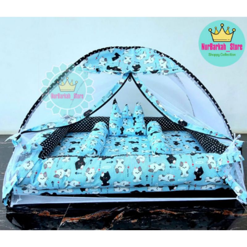 SET KASUR KOLAM BABY CAT KUCIN BIRU TOSKA ABU PINK WARNA CEWEK COWOK BAYI USIA 0-3 BULAN BARU LAHIR 