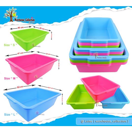 Cod Gratis Ongkir Bak Segi Warna Premium Medium Besar / Bak Segi Tebal / Bak Kotak Besar