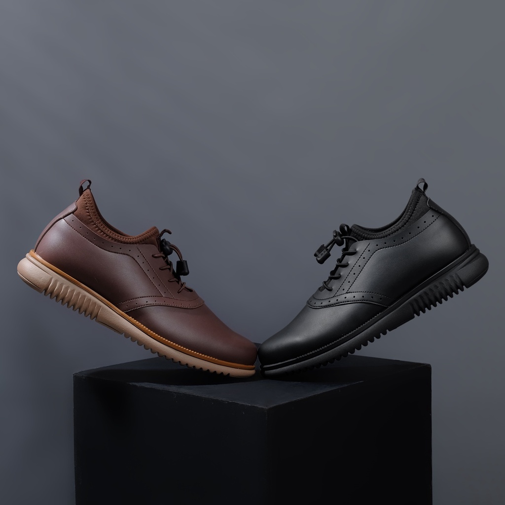 ORCA BLACK ORIGINAL x VOLVE PROJECT Sepatu Formal Full Hitam Tali Pria Pantofel Kerja Kantor Dinas Resmi Guru Kantoran Wisuda Kuliah Pesta Undangan Kondangan Nikah Modern Casual Oxford Semi Kulit Premium Footwear Big Size Ukuran Jumbo 44 45 Keren Kekinian