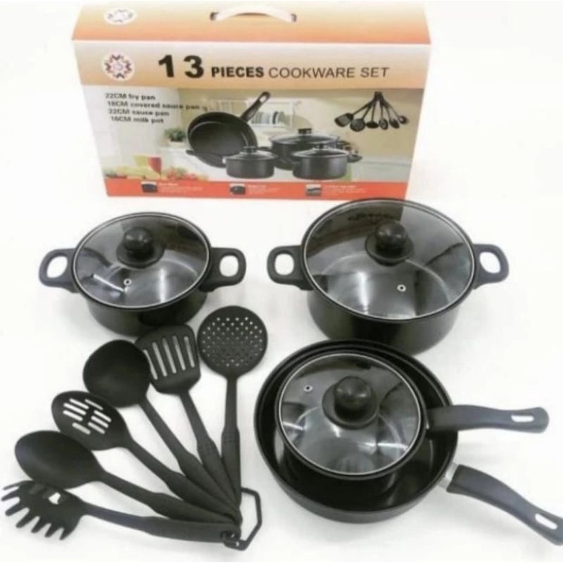 Panci set 13pcs cookware hitam