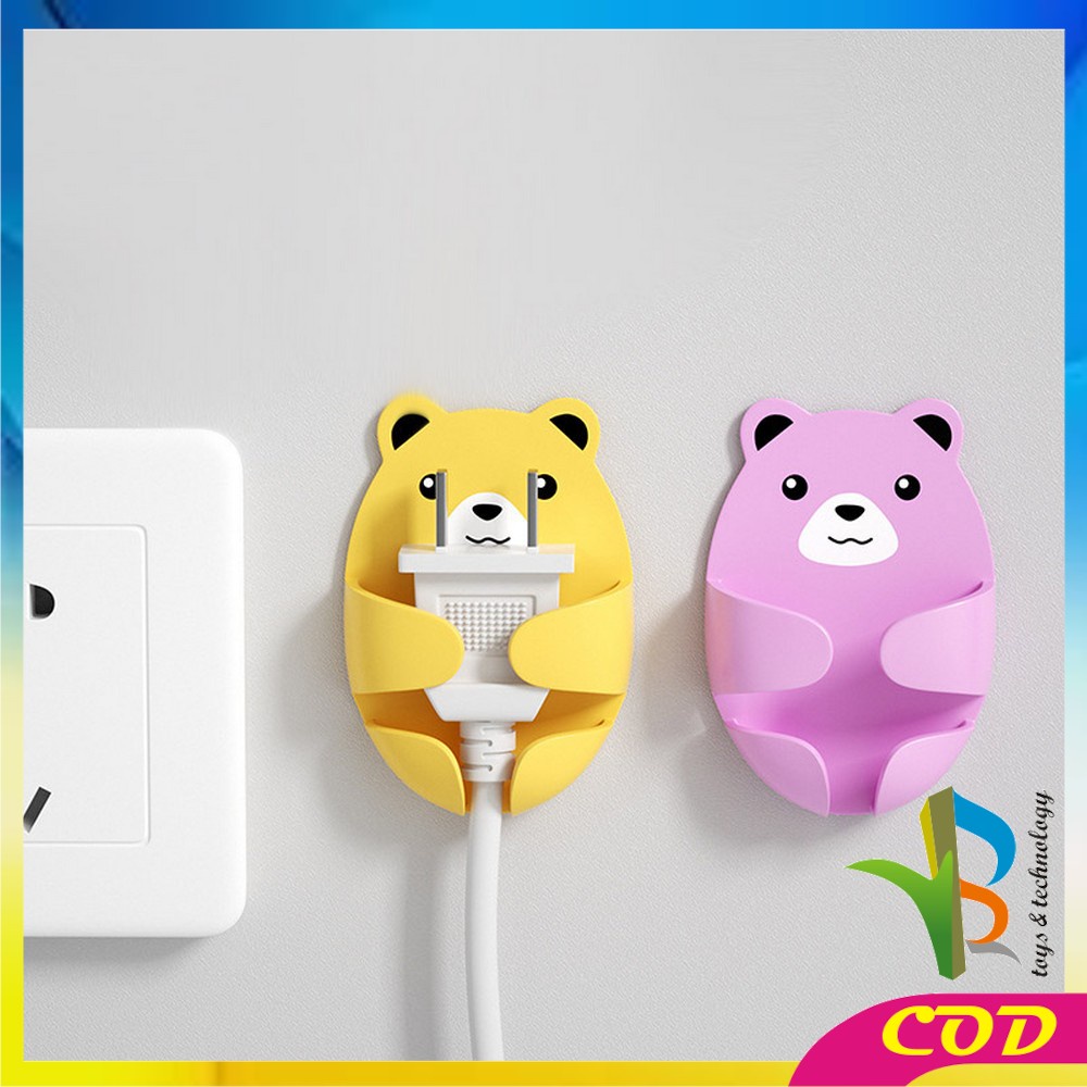 RB-C536 Gantungan Tempel Dinding Bear 4IN1 Plug Hook Serbaguna / Gantungan Kamar Mandi Tempel Kepala Colokan Motif Beruang / Plug Hug Bear