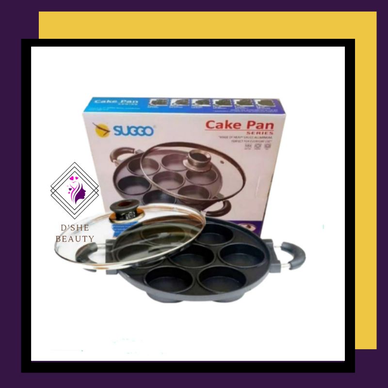 Cake Pan SUGGO 7 Lubang Datar Cetakan Kue Tutup Kaca
