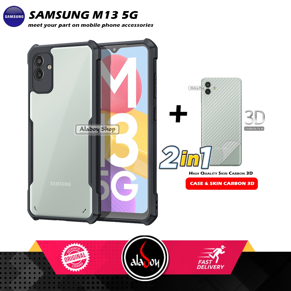 Case Samsung M13 5G Armor Fusion Transparent Casing Free Skin Carbon 3D