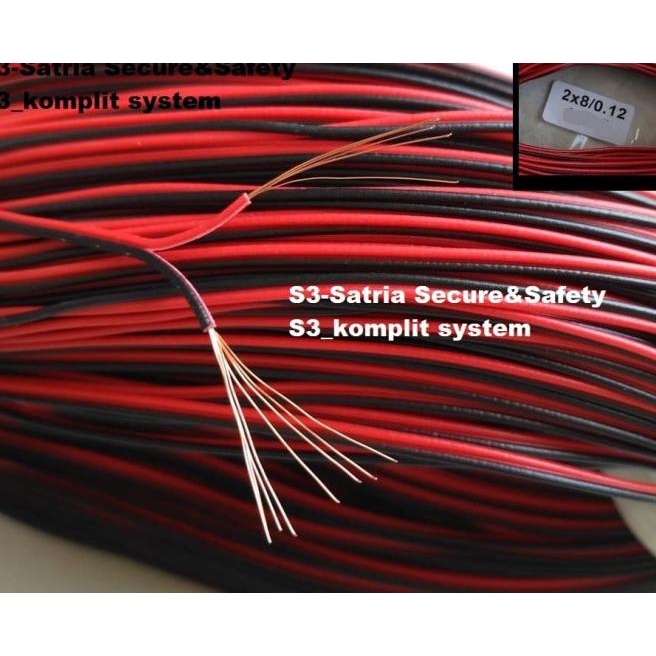 Per 100m 2 x 8 Kabel Merah Hitam 2 jalur 2x8 0.12 kecil dari AWG24