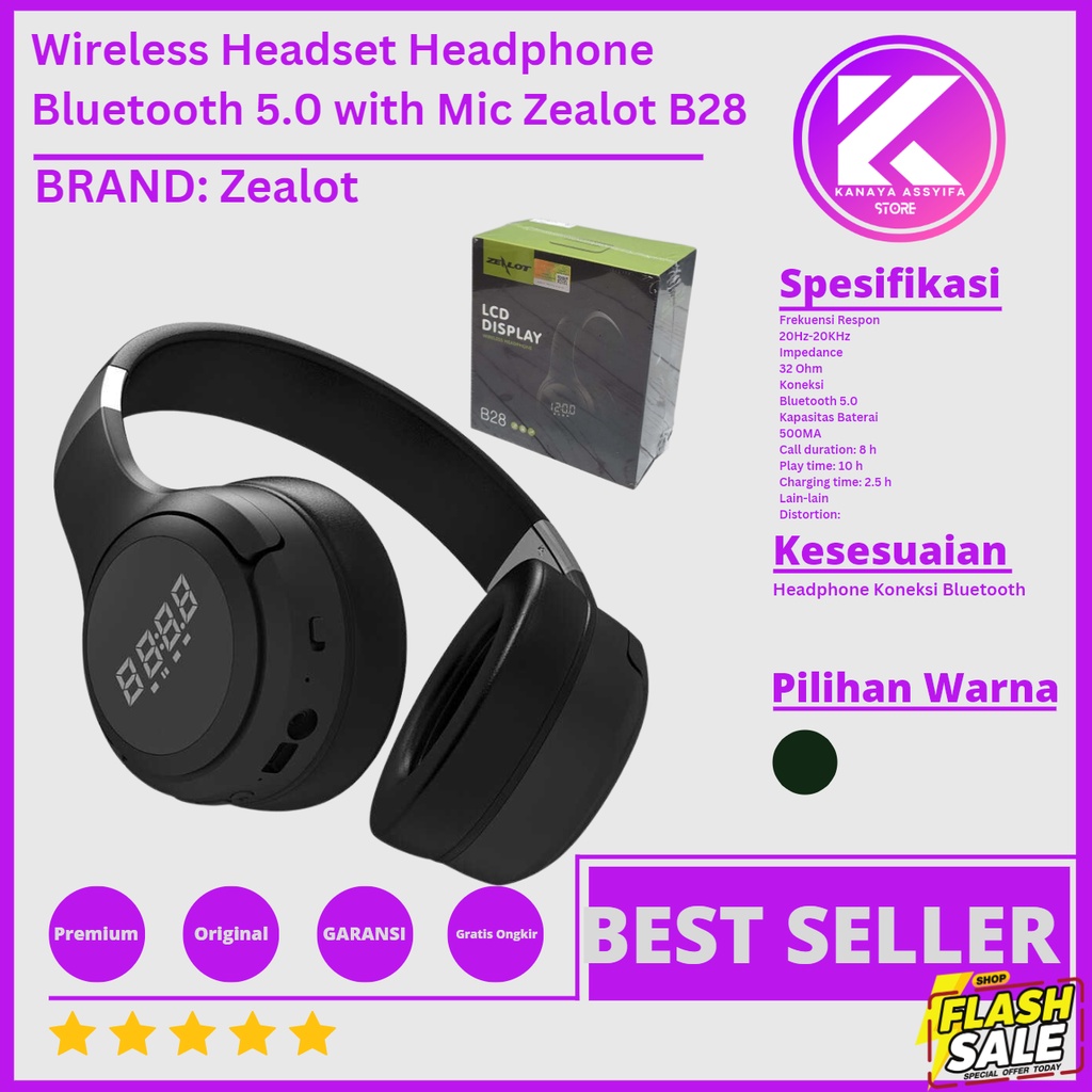 Zealot B28 Wireless Headset Headphone Bluetooth 5.0 with Mic