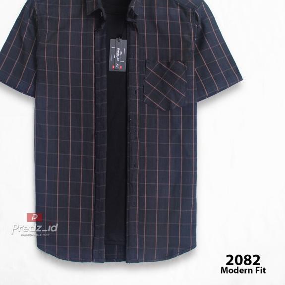 Kemeja Flanel Pria Baju Flanel Lengan Pendek Casual Distro - 6533, M