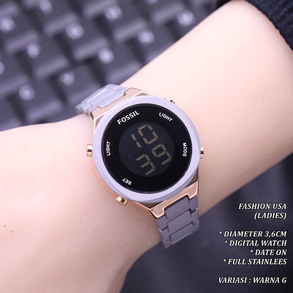 (BISA COD) JAM TANGAN WANITA DIGITAL FASHION LS-0010 FULL STAINLEES TANGGAL AKTIF