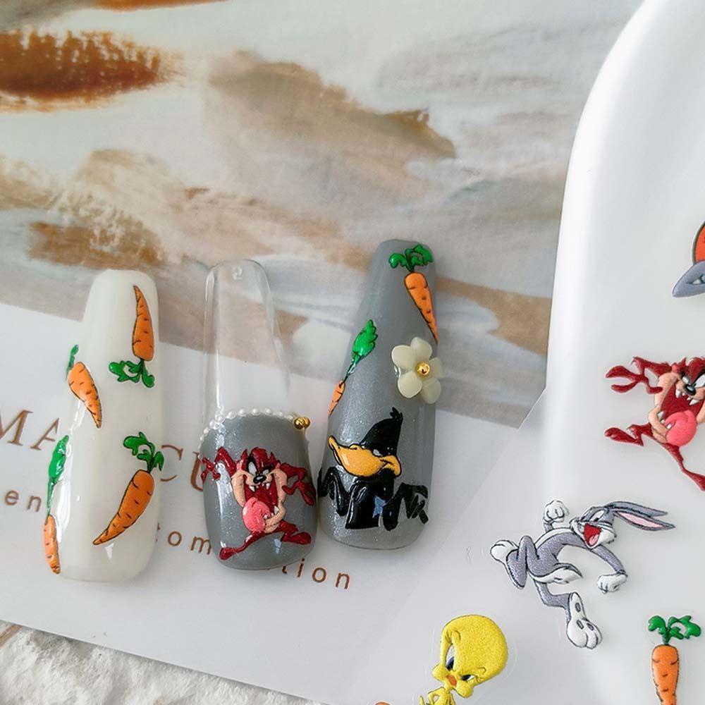 Mxbeauty Kartun Stiker Kuku Lucu Perekat Diri Kucing Hewan Manicure Aksesoris Bugs Bunny Nail Art Dekorasi