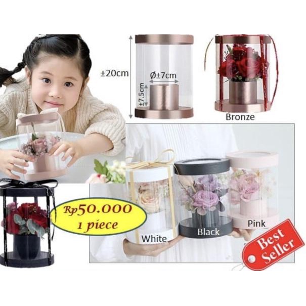 

Mini Opp Round Flower Box - Box mika - mica flower box - Putih
