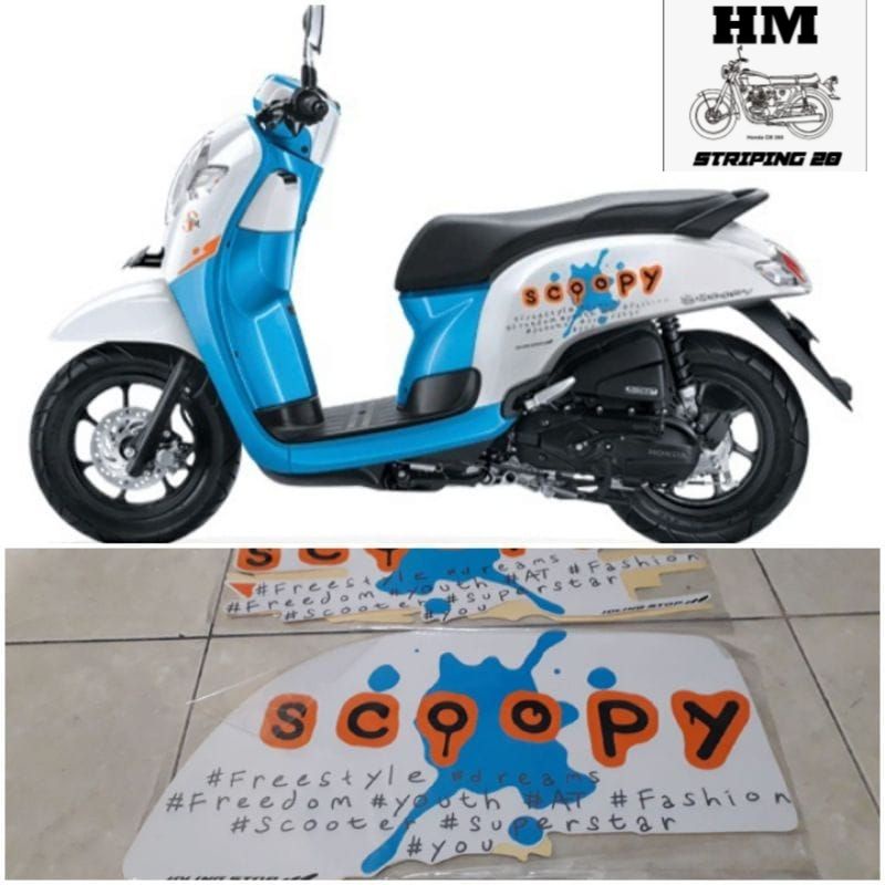 STIKER STRIPING LIS BODY HONDA SCOOPY TAHUN 2016 2017 PUTIH