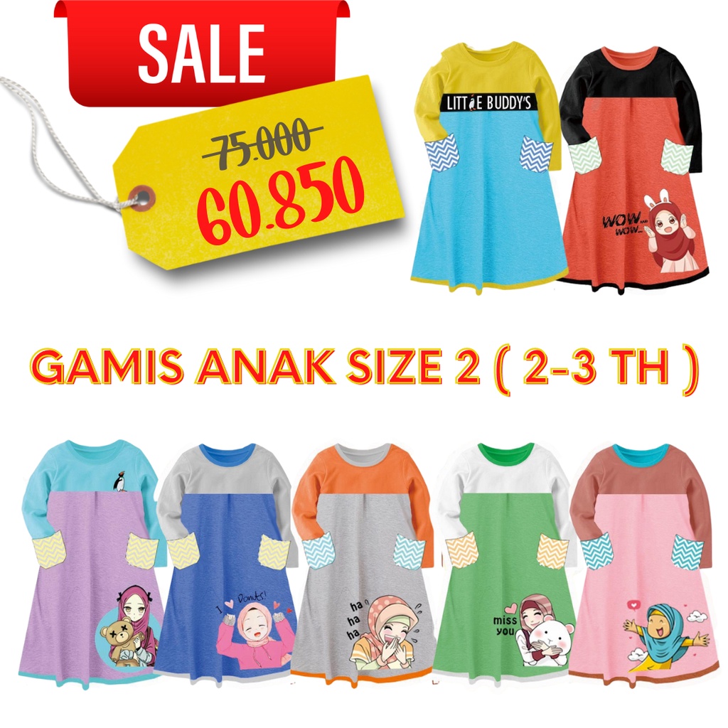 Pakaian baju Gamis muslim Casual anak perempuan