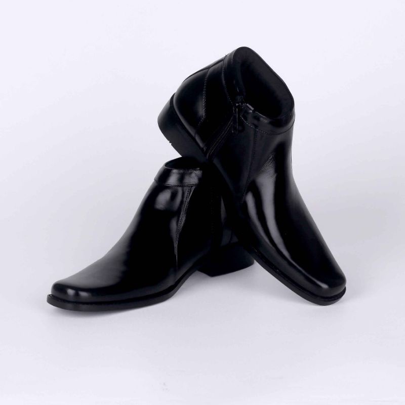 ORIGINAL - Oxford High FULL BLACK Terbaru Kulit Sapi Premium Asli | Sepatu Formal Pria Pantofel Tinggi Sleting Hitam Stylish Premium | Sepatu Distro Mils Premium Exclusive Modern | Sepatu Pantopel Fox Zipper Kasual Santai Kerja Kantor Series Street