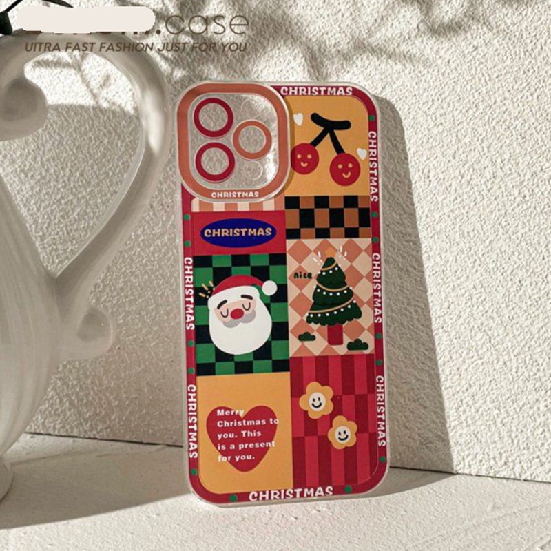 Soft Case Silikon TPU Transparan Shockproof Motif Natal Untuk IPhone 14 13 12 11 Pro XS MAX X XR 6S 7 8 Plus Mini