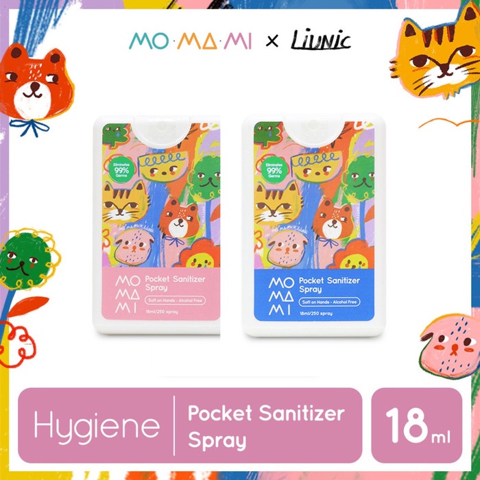 Momami x Liunic Pocket Sanitizer Pembersih Tangan Bayi dan Anak 18ml - Pink and blue