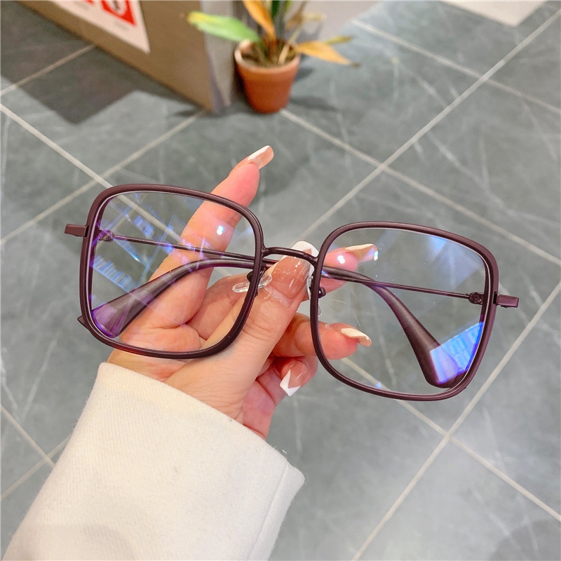 Kacamata Blue Light Blocking Bentuk Kotak Warna Pink Wine Hitam Untuk Pria Dan Wanita