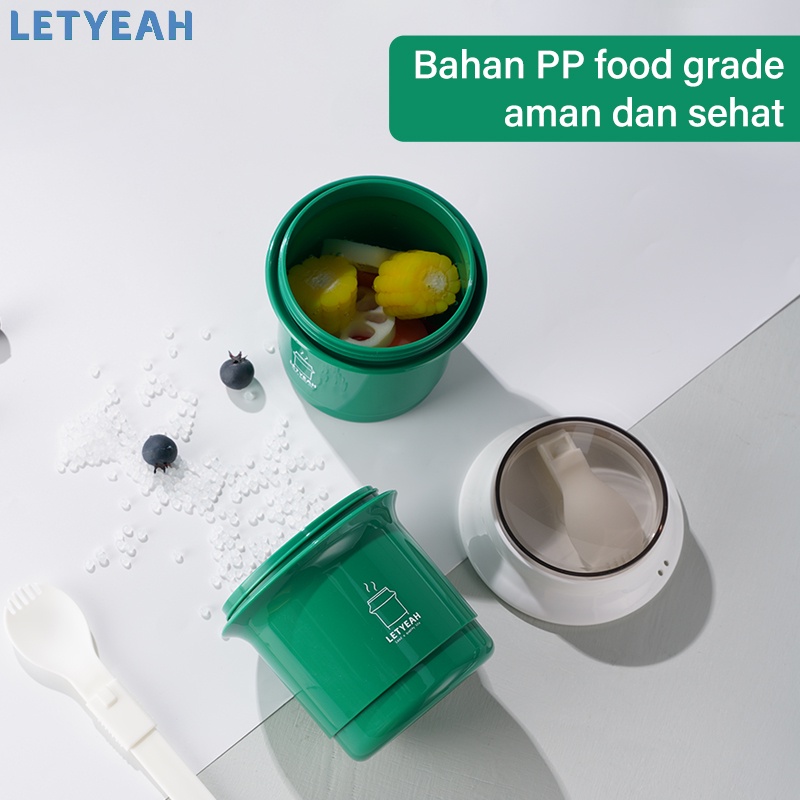 letyeah Cangkir sup anti tumpah tahan panas /550ml mangkuk sup portable /soup cup /breakfast cup