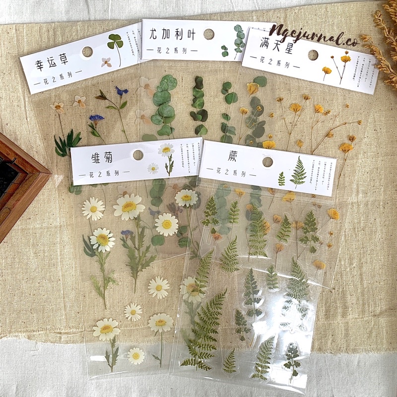 

Fake Flower Sticker/ Stiker Buku PET Bening/ Sticker Decor Planner DIY Scrapbook