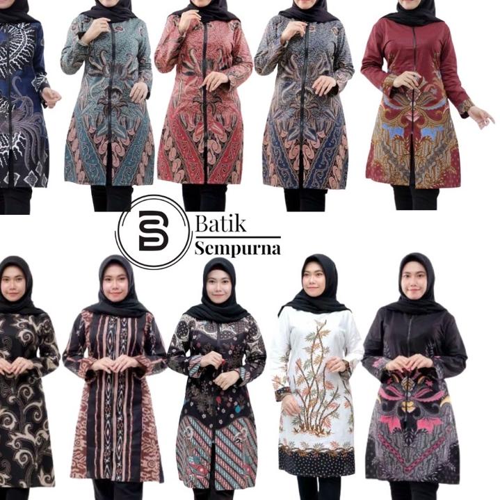 Booming Tunik batik wanita terlaris zipper