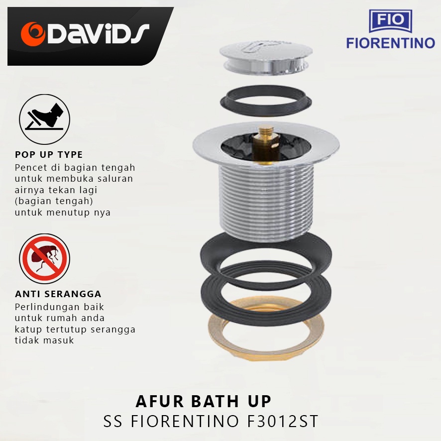 Afur Bathtub Injak Set Pembuangan Air Bathub Kamar Mandi Avur F3012 ST