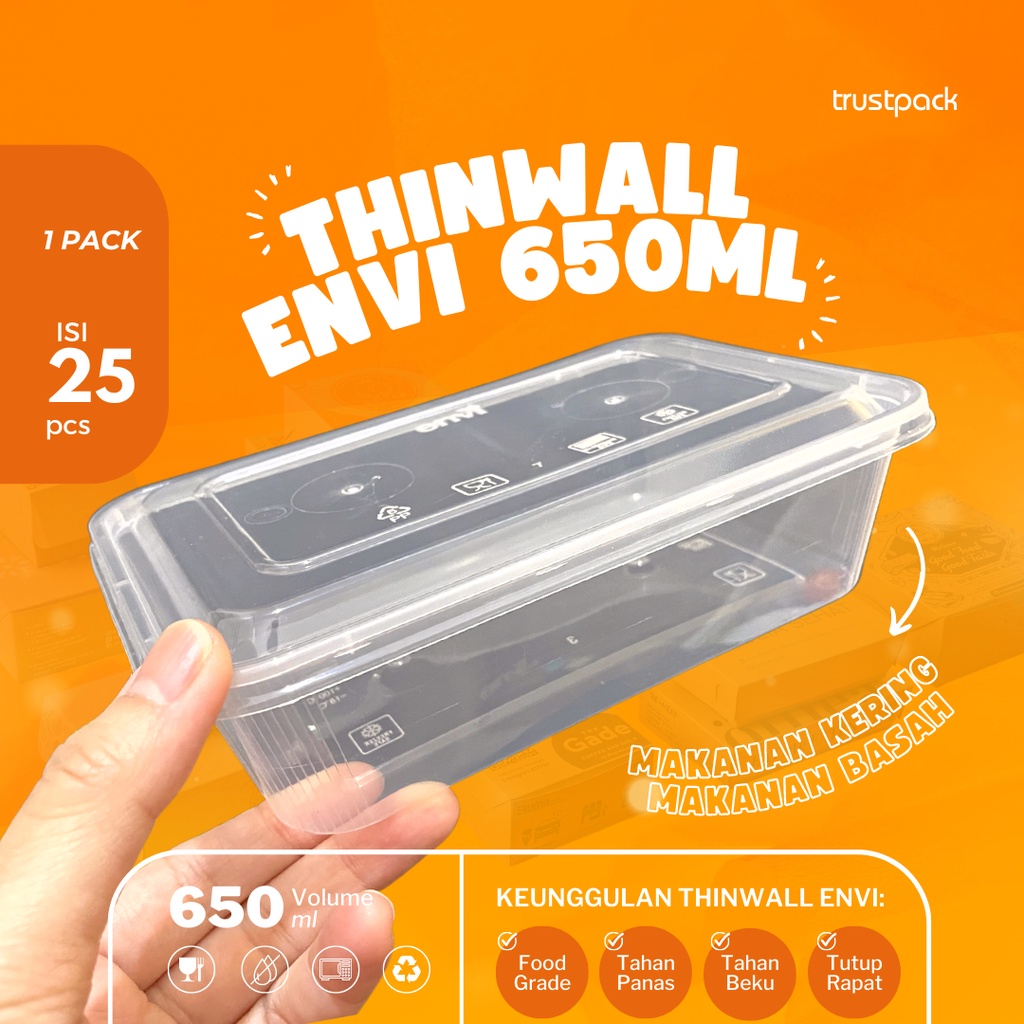 Kotak Makan Plastik 650 ml Tempat Box Nasi Microwave Thinwall Food Container