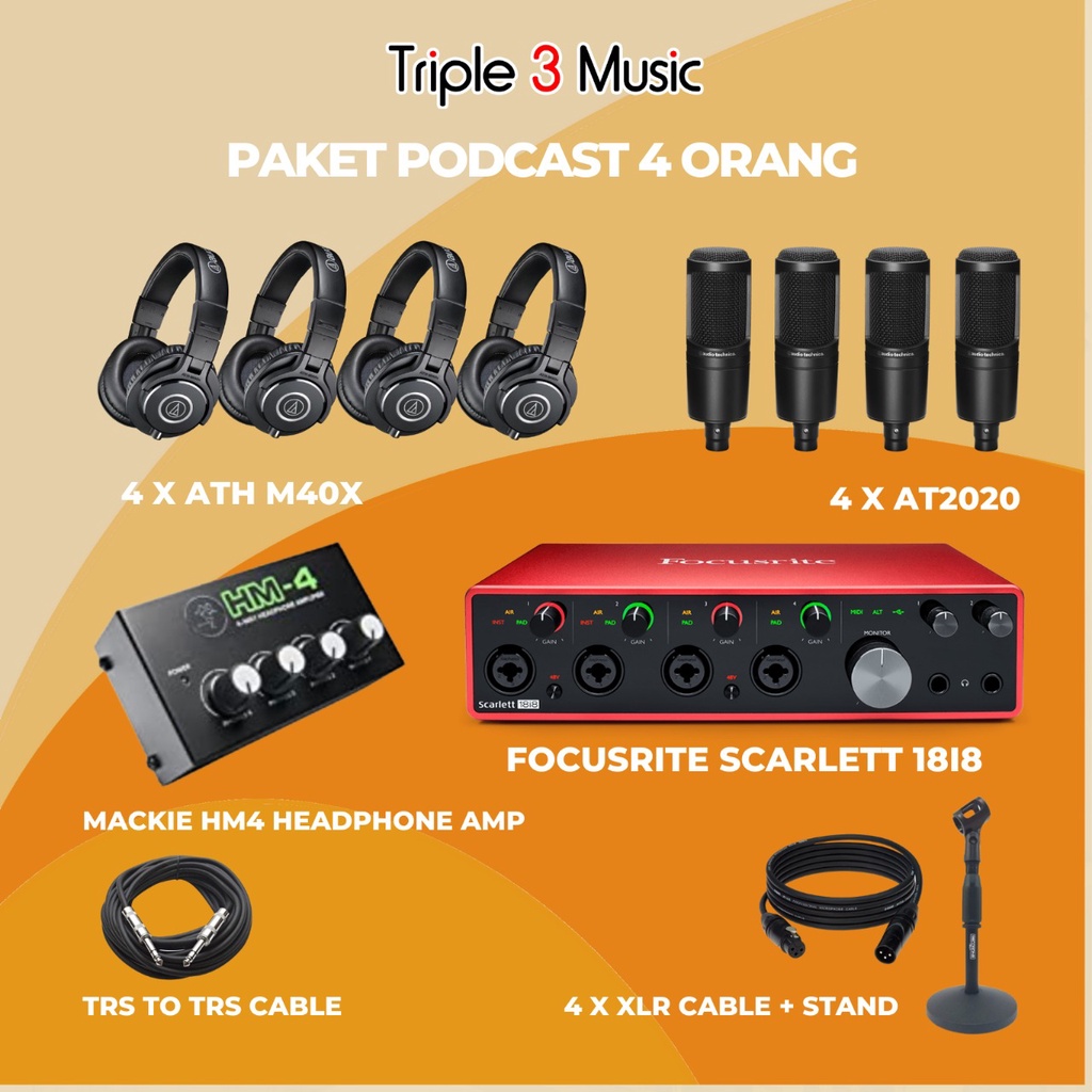 paket podcast 4 orang with focusrite
