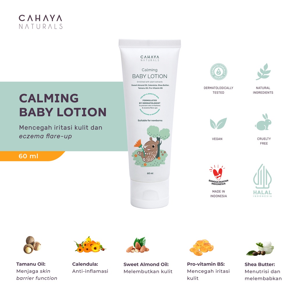 [PROMO BUY 500K FREE 1] Cahaya Naturals Calming Baby Lotion Sensitive Skin Lotion Bayi 60ml