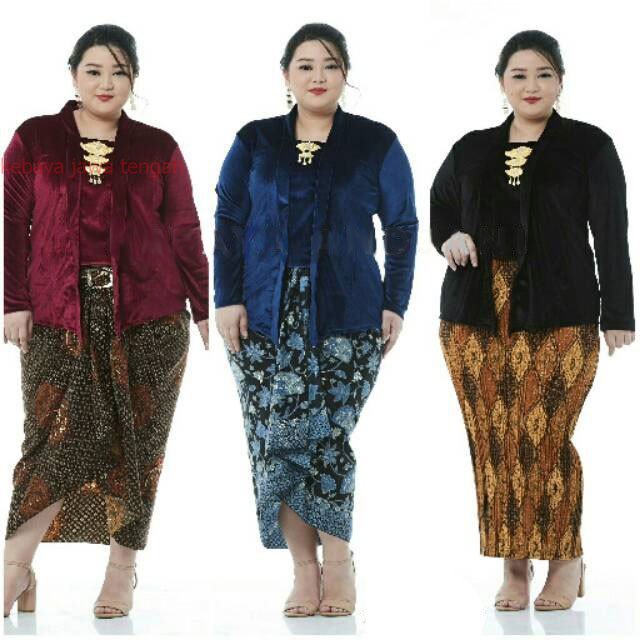 Atasan Kebaya Bludru kutubaru Polos JUMBO Kebaya Bludru