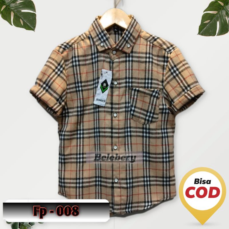 Zagzeg Clothing Atasan Kemeja Flannel Anak Lengan Pendek Kemeja Motif Kotak Bahan Flanel usia umur 2-6 tahun