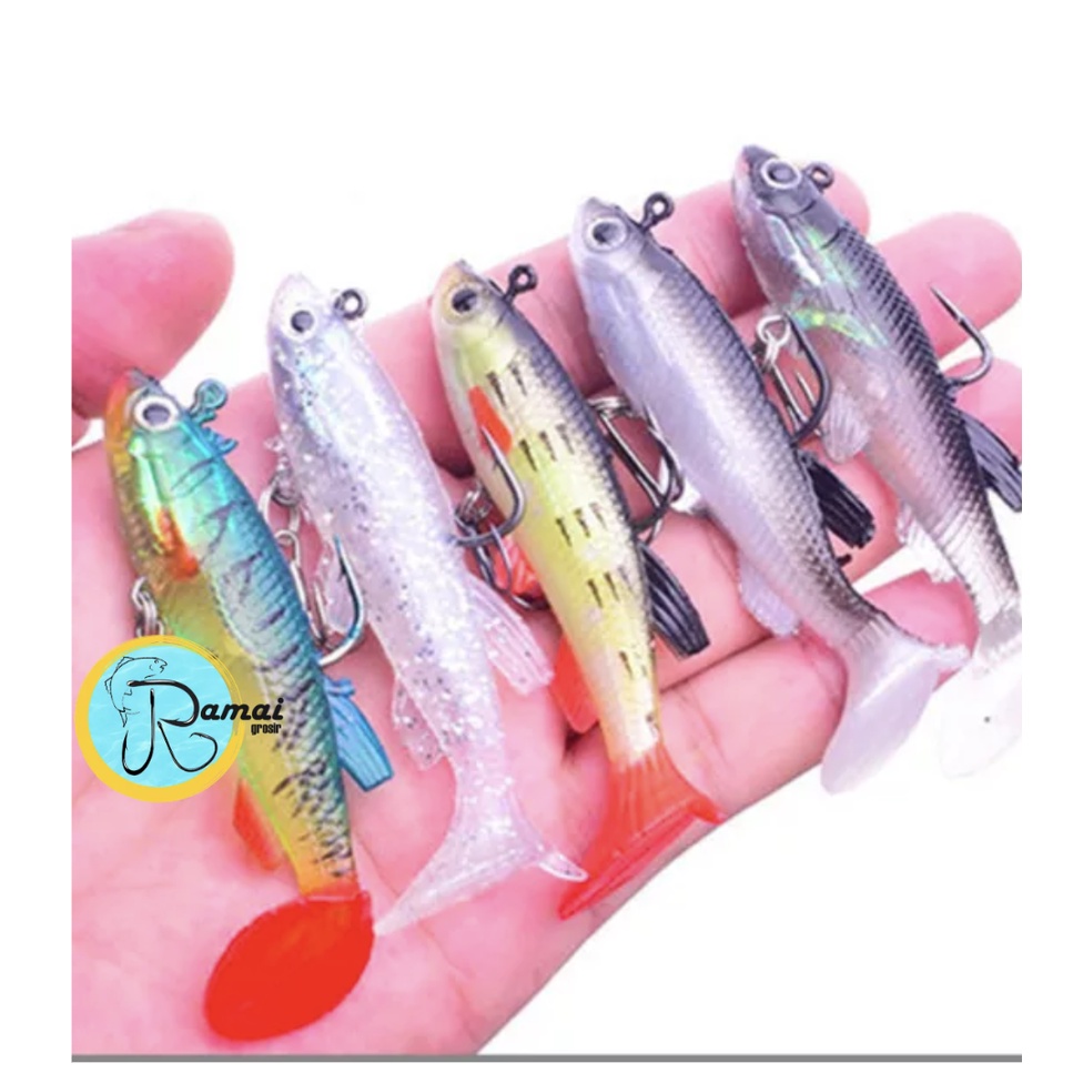 UMPAN IKAN BAHAN KARET LENTUR SINNIKING BISA PILIH WARNA 8CM