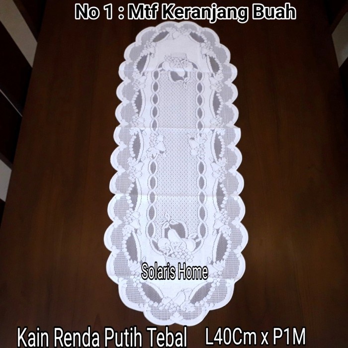 Taplak Kain Renda Oval Putih Meja Tamu Sofa,Kain Renda Tebal
