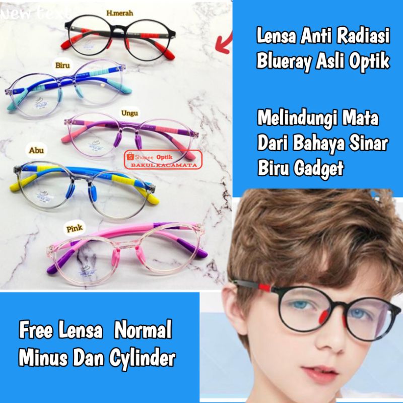 Frame Anak | Kacamata Anak Anti Radiasi Gadget Blueray Asli Optik | Frame Lentur