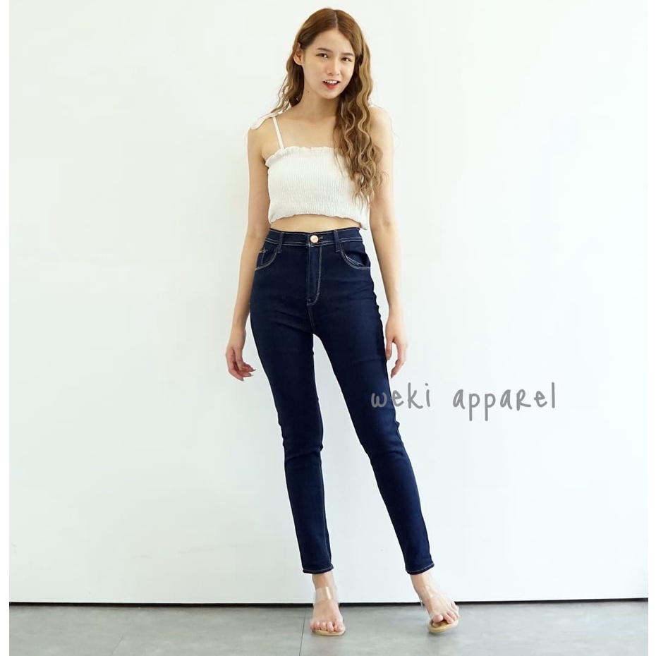 Weki Highwaist Jeans Skinny Deep Blue